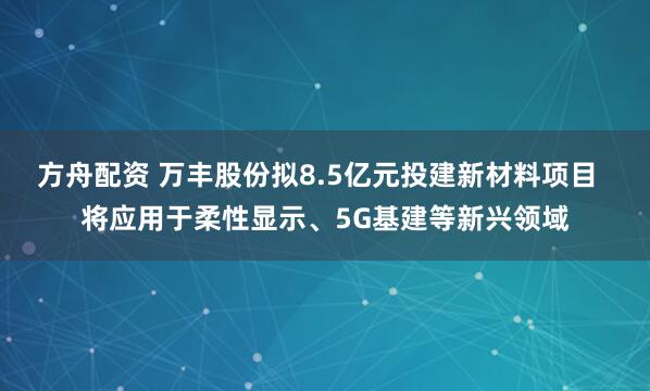 方舟配资 万丰股份拟8.5亿元投建新材料项目  将应用于柔性显示、5G基建等新兴领域