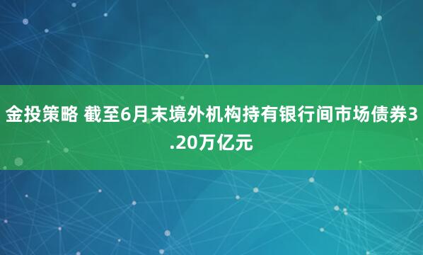 金投策略 截至6月末境外机构持有银行间市场债券3.20万亿元